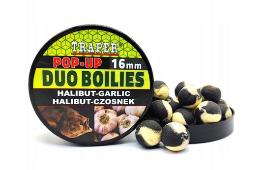 Boilies floating Traper Pop-Up Duo Boilies 16mm 40g Halibut-Garlic