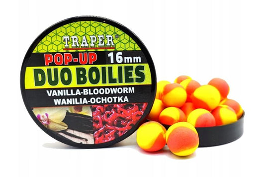 Boilas peldošas Traper Pop-Up Duo Boilies 16mm 40g Vaniļa-Motilis