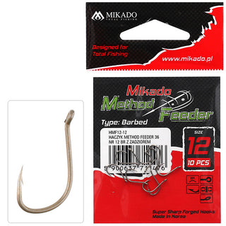 КРЮЧОК MIKADO – METHOD FEEDER – С БОРОДКОЙ – 10 ШТ.