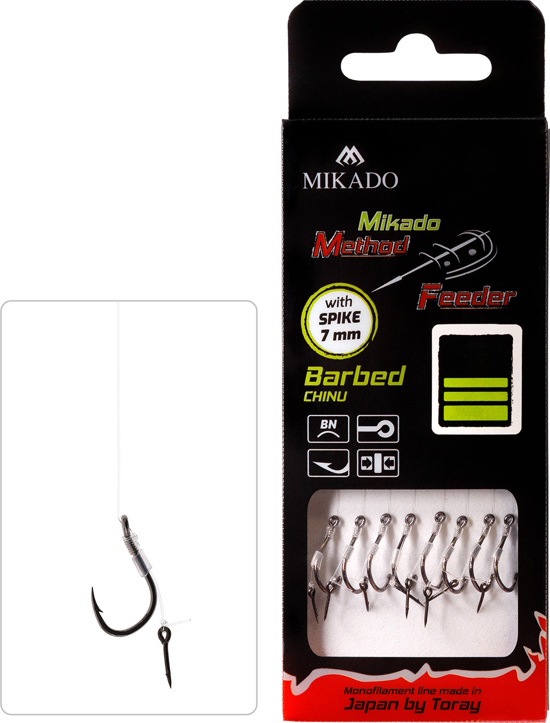 MIKADO METHOD FEEDER PAVADIŅA – MF14 AR NAGLIŅU - ĀĶI AR ATSKABARGU / MONOFĪLĀ AUKLA / 10 cm – 8 gab.