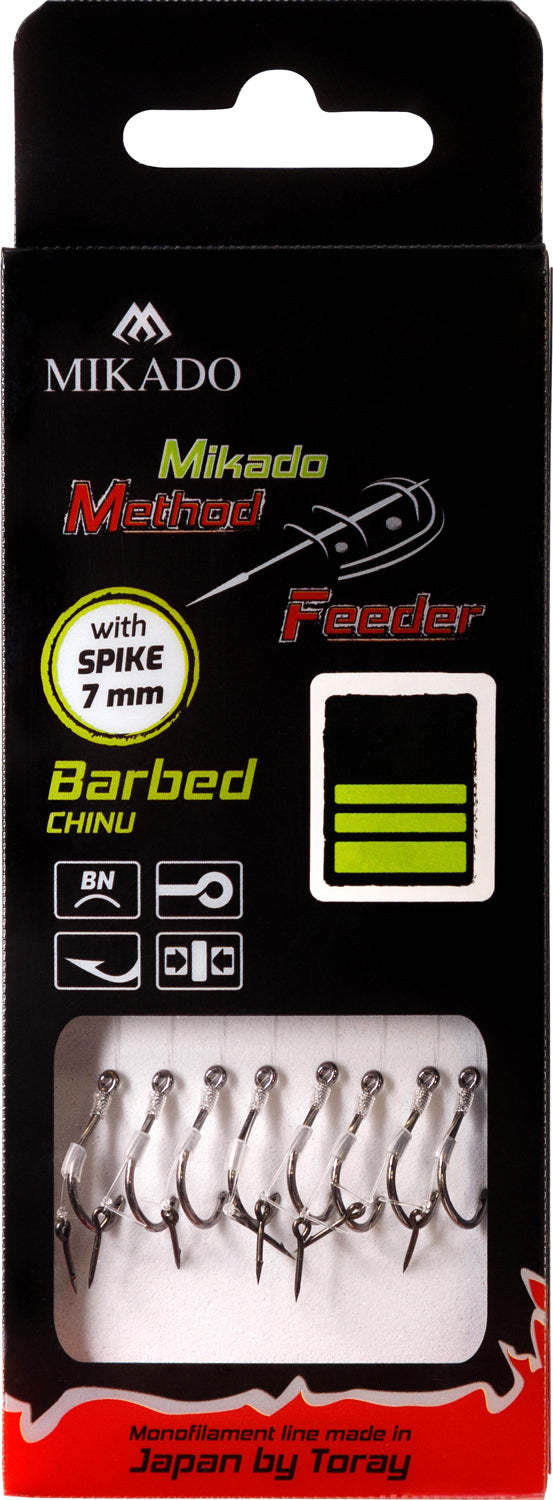 MIKADO METHOD FEEDER PAVADIŅA – MF14 AR NAGLIŅU - ĀĶI AR ATSKABARGU / MONOFĪLĀ AUKLA / 10 cm – 8 gab.