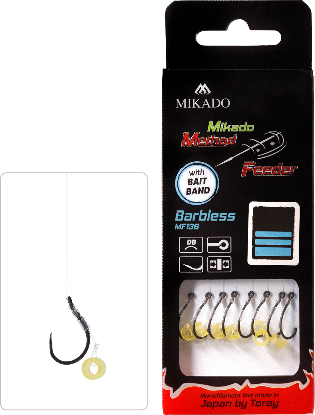 MIKADO METHOD FEEDER PAVADIŅA – MF14 AR GUMIJU – ĀĶI BEZ ATSKABARGAS / MONOFĪLĀ AUKLA / 10 cm – 8 gab.