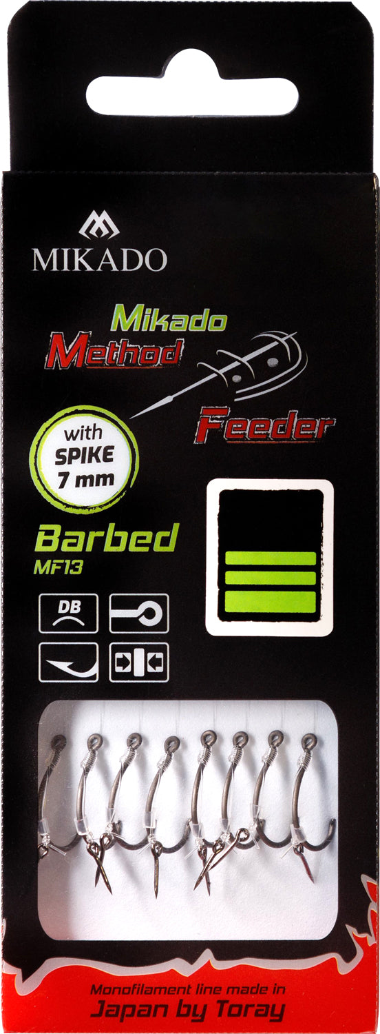 MIKADO METHOD FEEDER PAVADIŅA – MF14 AR NAGLIŅU – ĀĶI AR ATSKABARGU / MONOFĪLĀ AUKLA / 10 cm – 8 gab.