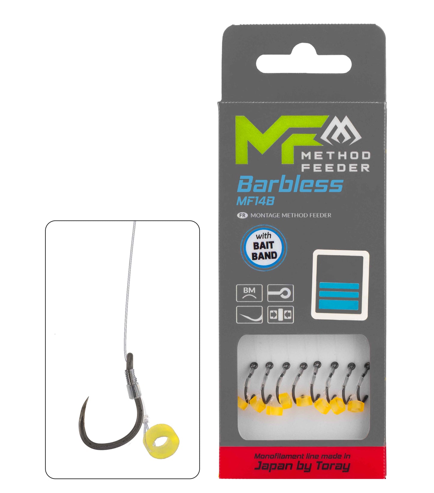 MIKADO METHOD FEEDER PAVADIŅA – MF14 AR GUMIJU – ĀĶI BEZ ATSKABARGAS / MONOFĪLĀ AUKLA  10 cm – 8 gab.