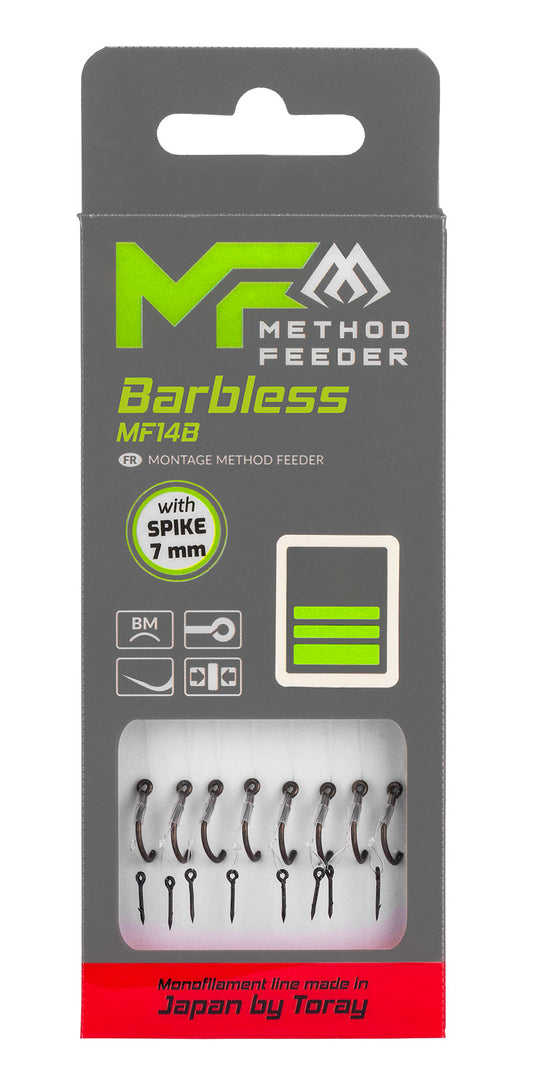 MIKADO METHOD FEEDER PAVADIŅA – MF14 AR NAGLIŅU – ĀĶI BEZ ATSKABARGAS / MONOFĪLĀ AUKLA / 10 cm – 8 gab.