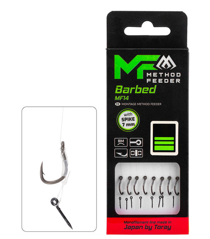 MIKADO METHOD FEEDER PAVADIŅA – MF14 AR NAGLIŅU – ĀĶI AR ATSKABARGU / MONOFĪLĀ AUKLA / 10 cm – 8 gab.