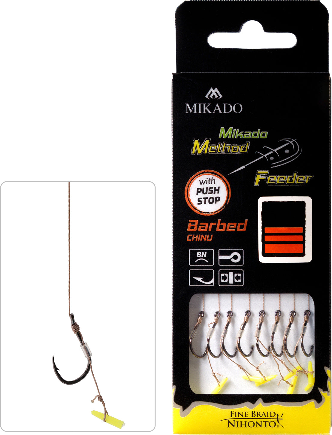 MIKADO METHOD FEEDER PAVADIŅA – MF14 AR FIKSATORU – ĀĶI AR ATSKABARGU / PĪTĀ AUKLA / 10 cm – 8 gab.