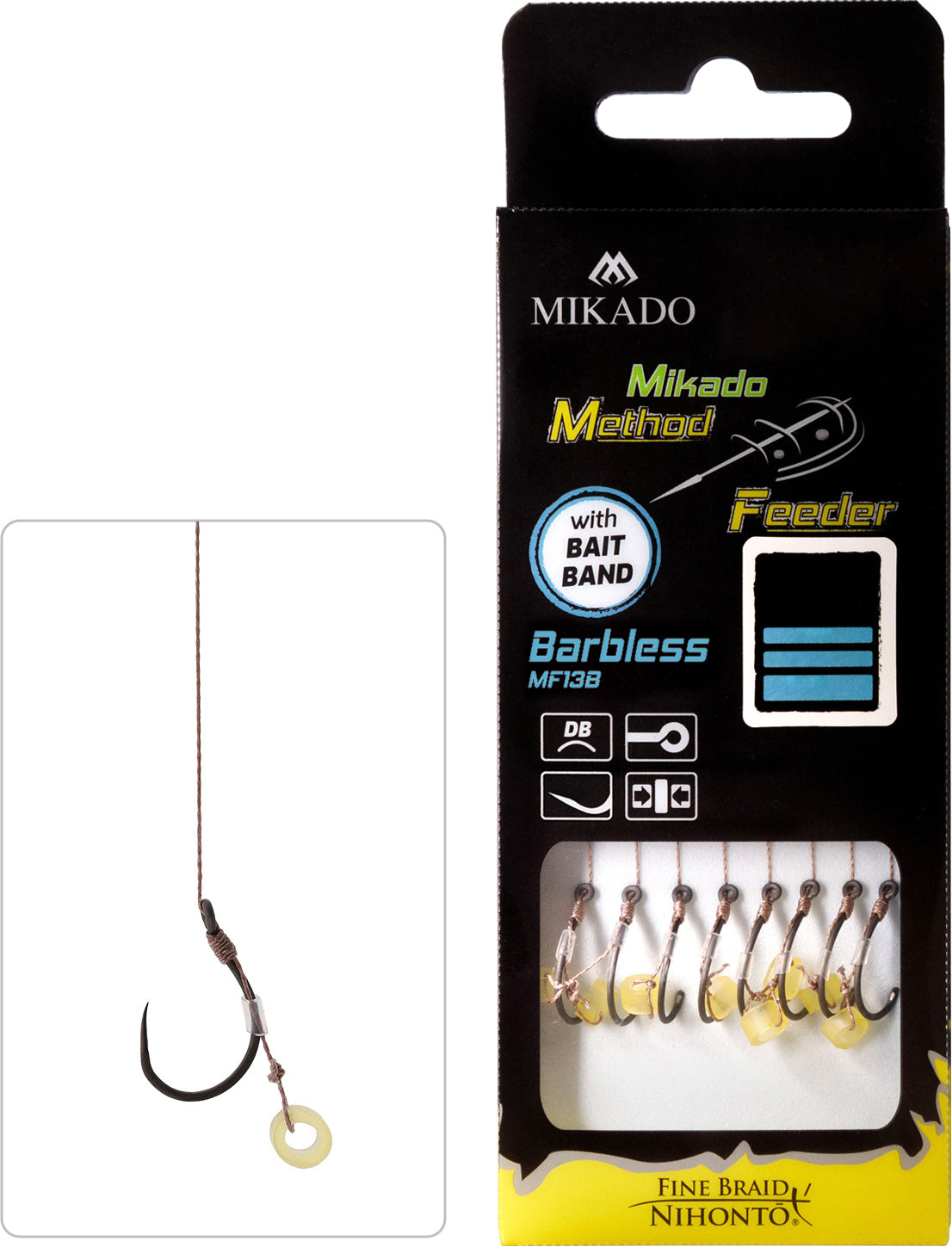 MIKADO METHOD FEEDER PAVADIŅA – MF14 AR GUMIJU – ĀĶI BEZ ATSKABARGAS / PĪTĀ AUKLA / 10 cm – 8 gab.