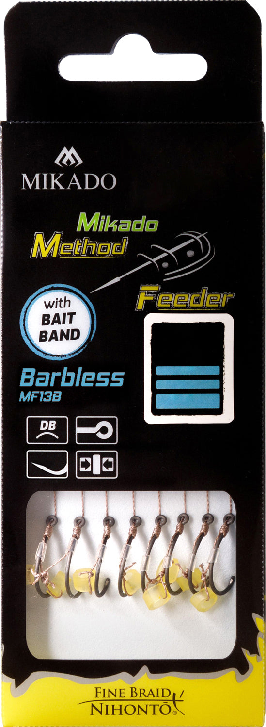 MIKADO METHOD FEEDER PAVADIŅA – MF14 AR GUMIJU – ĀĶI BEZ ATSKABARGAS / PĪTĀ AUKLA / 10 cm – 8 gab.