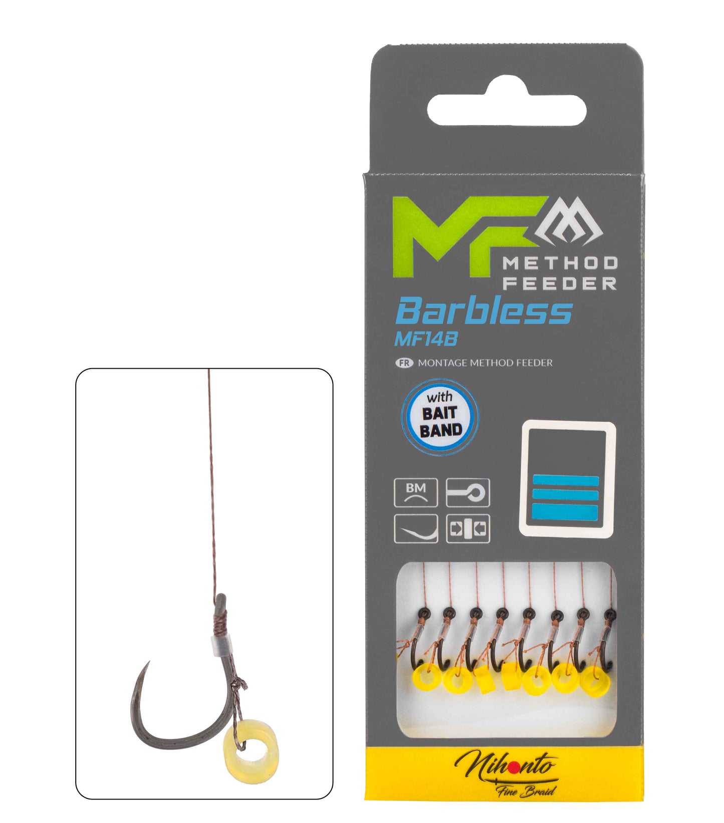 MIKADO METHOD FEEDER PAVADIŅA – MF14 AR GUMIJU – ĀĶI BEZ ATSKABARGAS / PĪTĀ AUKLA  10 cm – 8 gab.