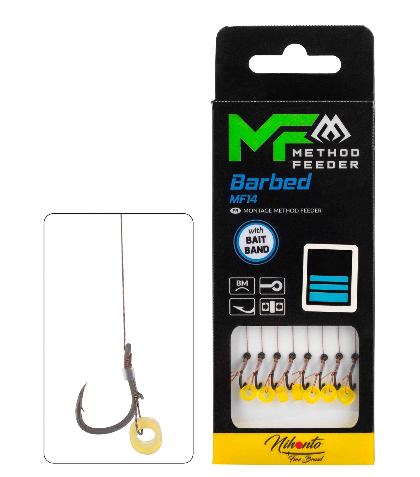 MIKADO METHOD FEEDER PAVADIŅA – MF14 AR GUMIJU - AR ATSKABARGU / PĪTĀ AUKLA 10cm - 8 gab.