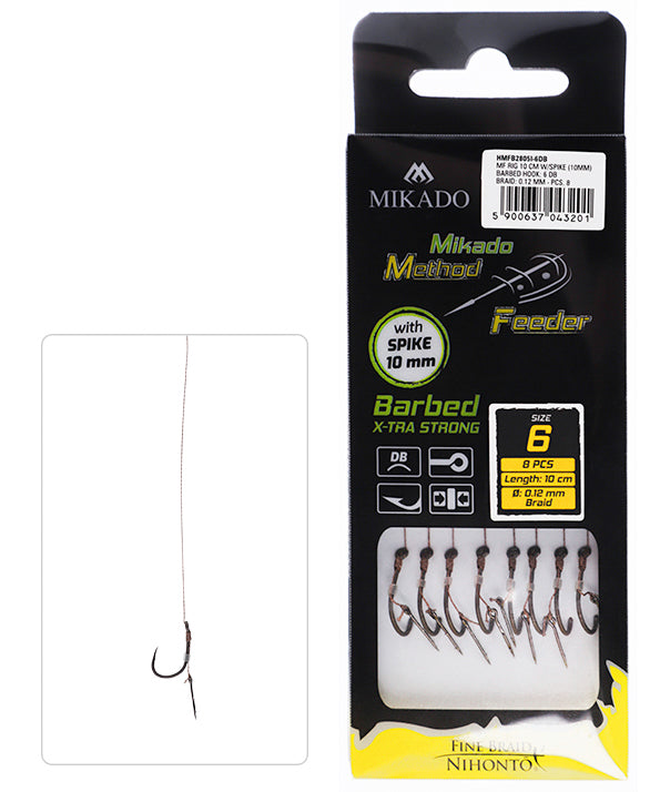 MIKADO METHOD FEEDER PAVADIŅA – MF14 AR NAGLIŅU – ĀĶI MATĒTS MELNS AR ATSKABARGU / PĪTĀ AUKLA / 10 cm – 8 gab.