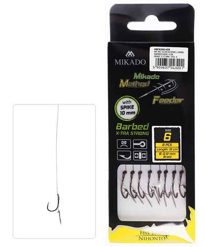 MIKADO METHOD FEEDER PAVADIŅA – MF14 AR NAGLIŅU – ĀĶI MATĒTS MELNS AR ATSKABARGU / PĪTĀ AUKLA / 10 cm – 8 gab.