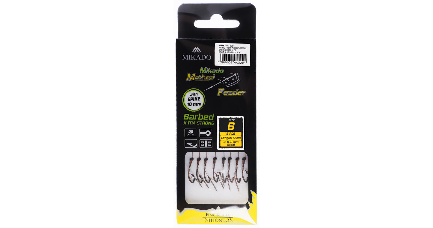 MIKADO METHOD FEEDER PAVADIŅA – MF14 AR NAGLIŅU – ĀĶI MATĒTS MELNS AR ATSKABARGU / PĪTĀ AUKLA / 10 cm – 8 gab.