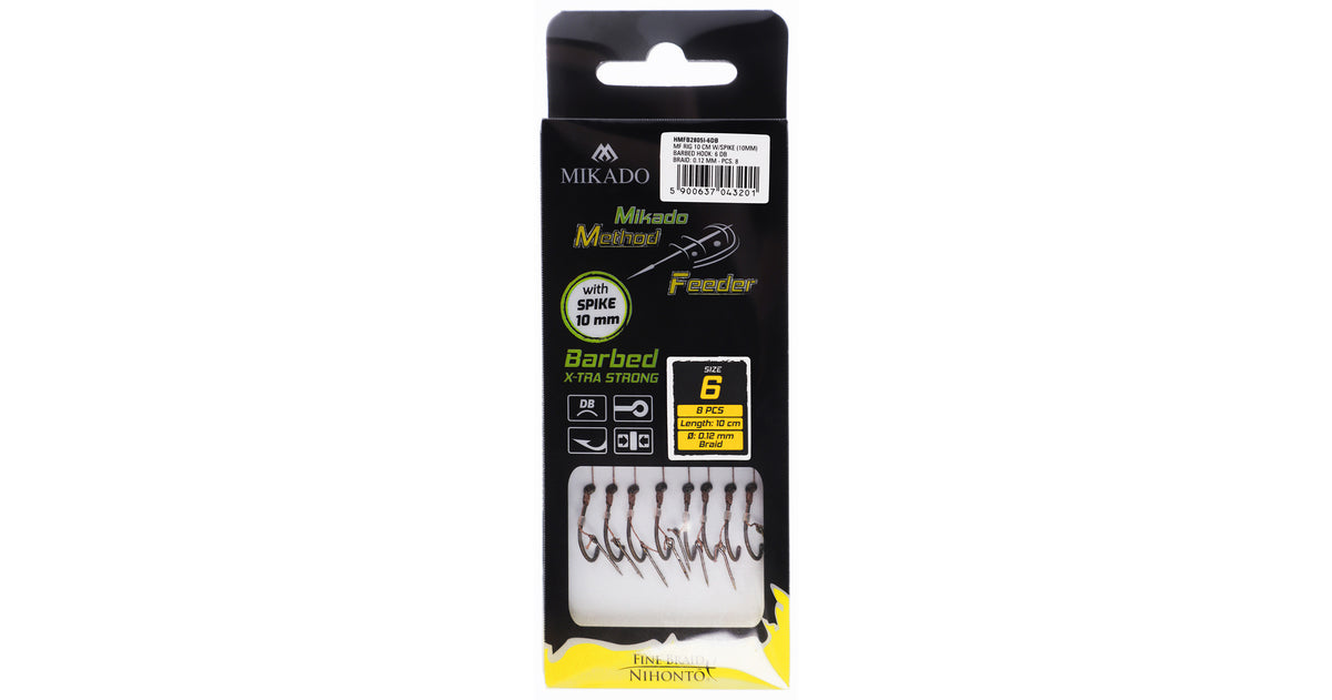 MIKADO METHOD FEEDER PAVADIŅA – MF14 AR NAGLIŅU – ĀĶI MATĒTS MELNS AR ATSKABARGU / PĪTĀ AUKLA / 10 cm – 8 gab.