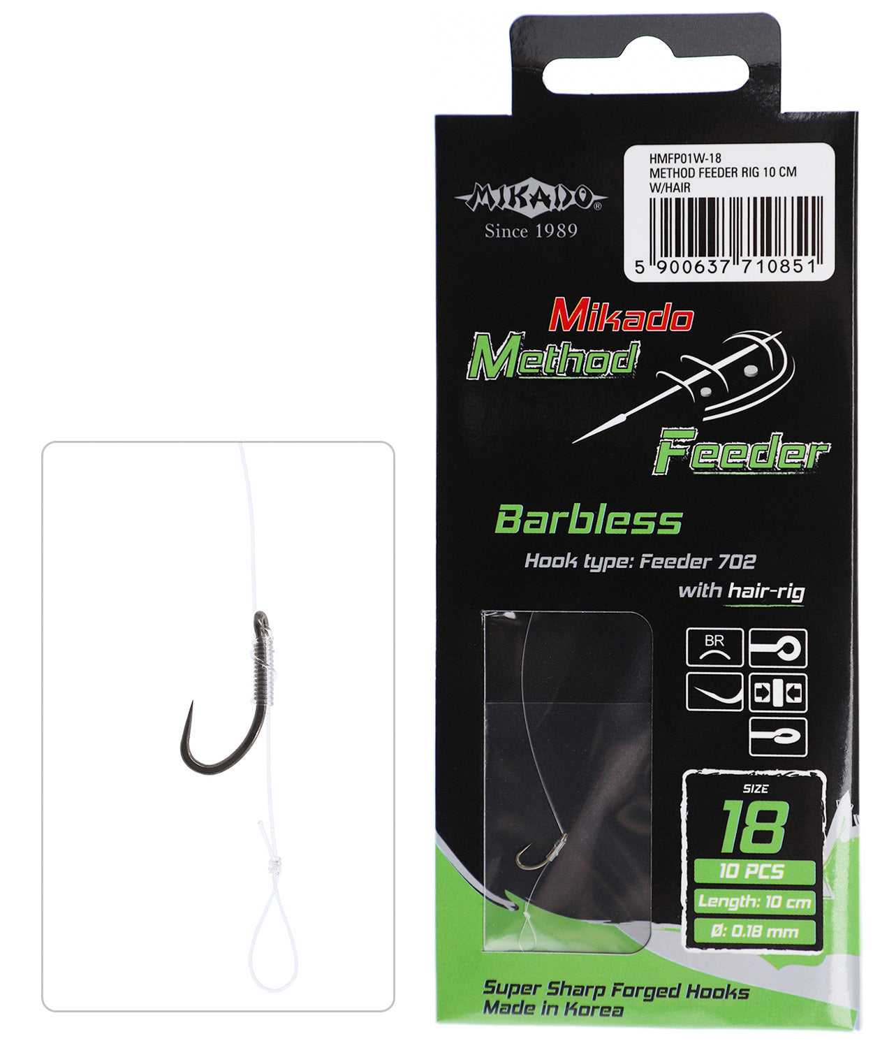 MIKADO METHOD FEEDER PAVADIŅA – AR MATU – BEZ ATSKABARGAS ĀĶIS NR. 16 / AUKLA: 0,20 mm / 10 cm – 8 gab.