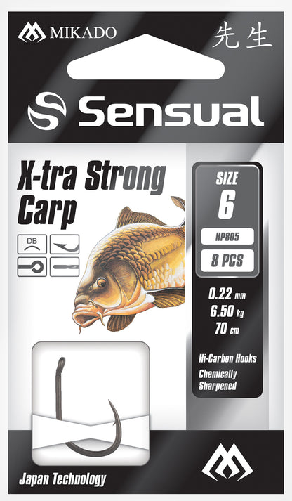 GATAVIE ĀĶI AR PAVADIŅU MIKADO - SENSUAL - X-TRA STRONG CARP - 8 GAB.